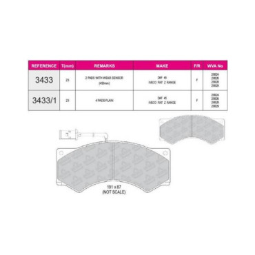 Beşer 3433 Iveco Uyumlu 120.14 Ön Fren Balatası